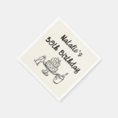 レトロ30th手描きケーキシャンパンおもしろい誕生日 スタンダードカクテルナプキン (角)