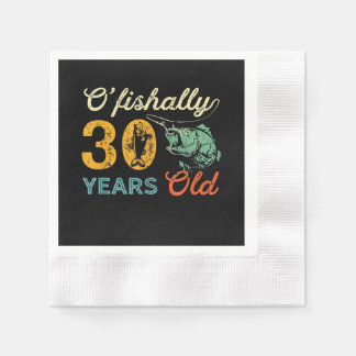 レトロ30th誕生日魚釣りギフトターニング30ベース 縁ありカクテルナプキン