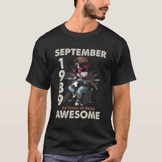 レトロ34th誕生日装飾1989年9月34 tシャツ (正面)