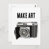 レトロ35mmフィルムカメラフォトグラファースケッチ ポストカード (正面/裏面)