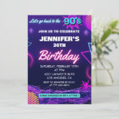 レトロ36歳の誕生日の招待状90年代に戻る 招待状 (スタンド正面)