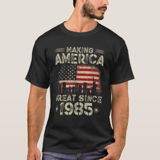 レトロ37誕生日アメリカ国旗素晴らし Tシャツ