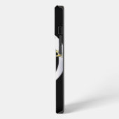 レトロ3Dエフェクトの金と銀の音符 iPhoneケース (左側面)
