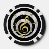 レトロ3Dエフェクト金ゴールドとシルバーミュージカル・ノート ポーカーチップ (裏面)