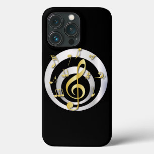 レトロ3Dエフェクト金ゴールドとシルバーミュージカル・ノート iPhone 13 PROケース