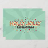 レトロ3dホリークリスマスすてきテキストデザイン 招待状 (正面/裏面)