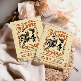 レトロ3rdロデオウエスタンカウボーイ誕生日 招待状