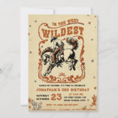 レトロ3rdロデオウエスタンカウボーイ誕生日 招待状 (正面)
