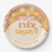 レトロ4つのずっとグルーヴな誕生日紙プレート ペーパープレート (正面)