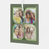 レトロ4フォトピンホイールフラワーペタルブラックグリーン ガラスオーナメント (正面左)