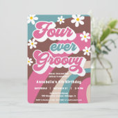 レトロ4歳の誕生日FOUR ever groovy girl 招待状 (スタンド正面)