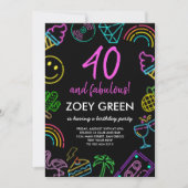 レトロ40及び素晴らしいカスタム誕生日招待状 招待状 (正面)