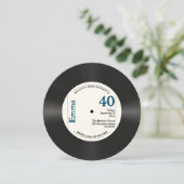 レトロ40歳の誕生日フォトビフェイクニレコード音楽 招待状 (スタンド正面)