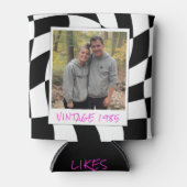 レトロ40歳の誕生日ヴィンテージ1985市松模様にビール 缶クーラー (正面)