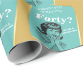 レトロ40歳の誕生日🎁女のパーティー ラッピングペーパー (ロールコーナー)