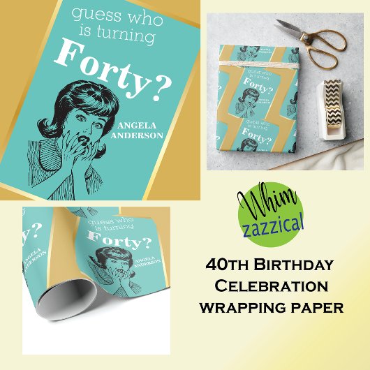 レトロ40歳の誕生日🎁女のパーティー ラッピングペーパー