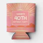 レトロ40歳誕生日ピンクサンセット缶クーラー 缶クーラー (正面)