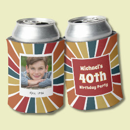 レトロ40歳誕生日少年写真 缶クーラー