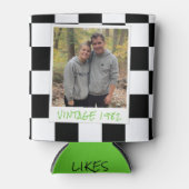 レトロ40th誕生日ヴィンテージ1982 市松模様に 缶クーラー (正面)