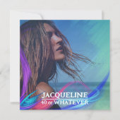 レトロ40th誕生日90sカラフルミュージックアルバムカバー 招待状 (正面)