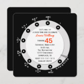 レトロ45th誕生日パーティー招待ロータリダイヤル 招待状 (正面/裏面)