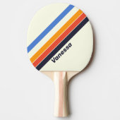レトロ5のストライピング（名前あり） 卓球ラケット (正面)