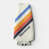 レトロ5ストライプの名とイニシャル ボトルクーラー (正面)