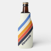 レトロ5ストライプの名とイニシャル ボトルクーラー (ボトル正面)