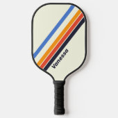 レトロ5ストライプ名 ピックルボールラケット (正面)