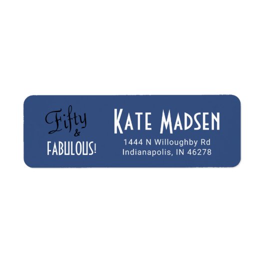 レトロ50およびFABULOUSスクリプトブルーアドレス ラベル (正面)