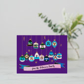 レトロ50のクリスマスオーナメントフォイルホリデーカード 箔シーズンポストカード (立ち正面)