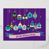 レトロ50のクリスマスオーナメントフォイルホリデーカード 箔シーズンポストカード (正面)