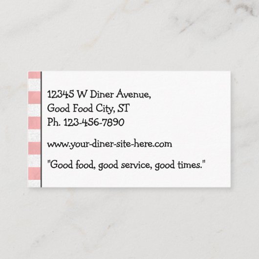 レトロ50のダイナーサインピンクレ市松模様にストランス 名刺 (裏面)