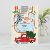 レトロ50の60のヴィンテージクリスマスホリデーパーティー 招待状 (スタンド正面)