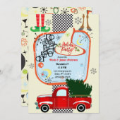 レトロ50の60のヴィンテージクリスマスホリデーパーティー 招待状 (正面/裏面)