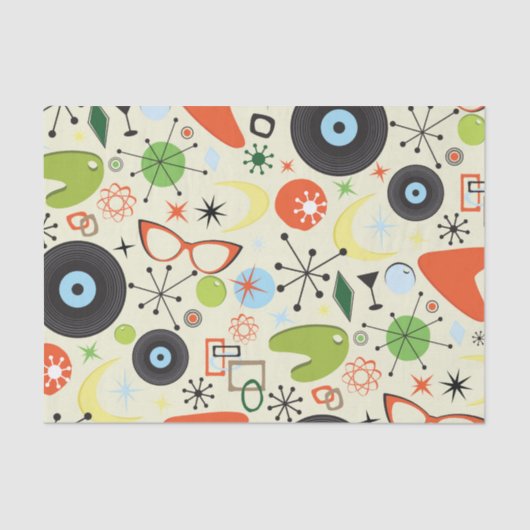 レトロ50の60のヴィンテージファッションパターンパーティー 薄葉紙 (正面)