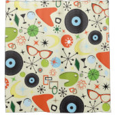 レトロ50の60のヴィンテージファッションパターン シャワーカーテン (正面)