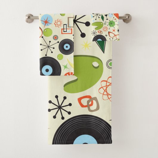 レトロ50の60のヴィンテージファッションパターン バスタオルセット (インサイチュ)