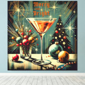 レトロ50メリーs & Bright Christmas Martini キャンバスプリント (インサイチュ (ウッドフロア))