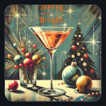 レトロ50メリーs & Bright Christmas Martini スクエアシール<br><div class="desc">ミッド・センチュリーファンタジー・ワールドへようこそ！この店のデザイン生まれは、マーティーニを愛する両親と完全に中世紀の家で育っている。カクテルを破る。中世紀内のファンタジーとの事実を融合モダン，ジャズ，レトロ未来的，原子と宇宙時代のデザイン.</div>
