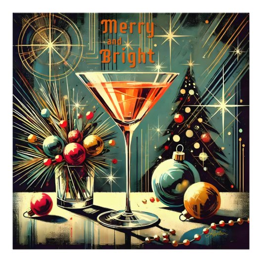 レトロ50メリーs & Bright Christmas Martini フォトプリント (正面)