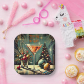 レトロ50メリーs & Bright Christmas Martini ペーパープレート (パーティー)