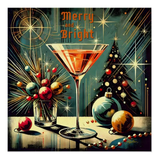 レトロ50メリーs & Bright Christmas Martini ポスター (正面)