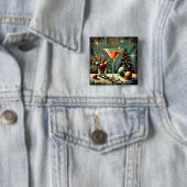 レトロ50メリーs & Bright Christmas Martini 缶バッジ (インサイチュ)