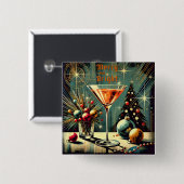 レトロ50メリーs & Bright Christmas Martini 缶バッジ (正面&裏面)