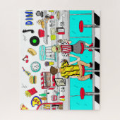 レトロ50代のダイナーとカップルの手を持つ ジグソーパズル (縦)