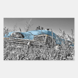 レトロ50台廃車アンティーク 長方形シール