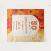 レトロ50周年記念結婚フォトブース背景 タペストリー (正面(横))