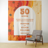 レトロ50周年記念結婚フォトブース背景 タペストリー (インサイチュ)