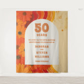 レトロ50周年記念結婚フォトブース背景 タペストリー (正面)